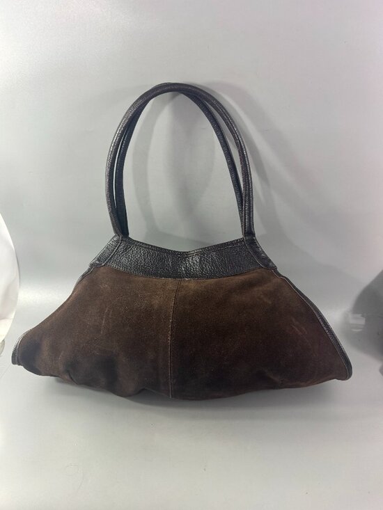 Furla Handbags - Furla Brown Suede & Leather Large Shoulder Strap